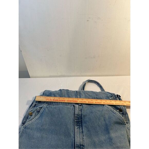 Carhartt 38x28 blue jean denim overalls USA thrashed (missing buckle) rn#14806 - Picture 5 of 14